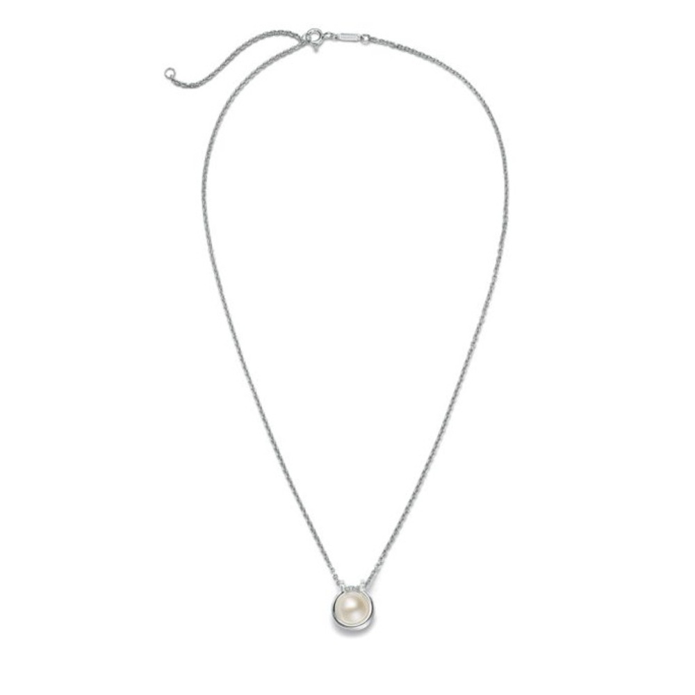 Freshwater Pearl Link Pendant in Sterling Silver, 16–18"